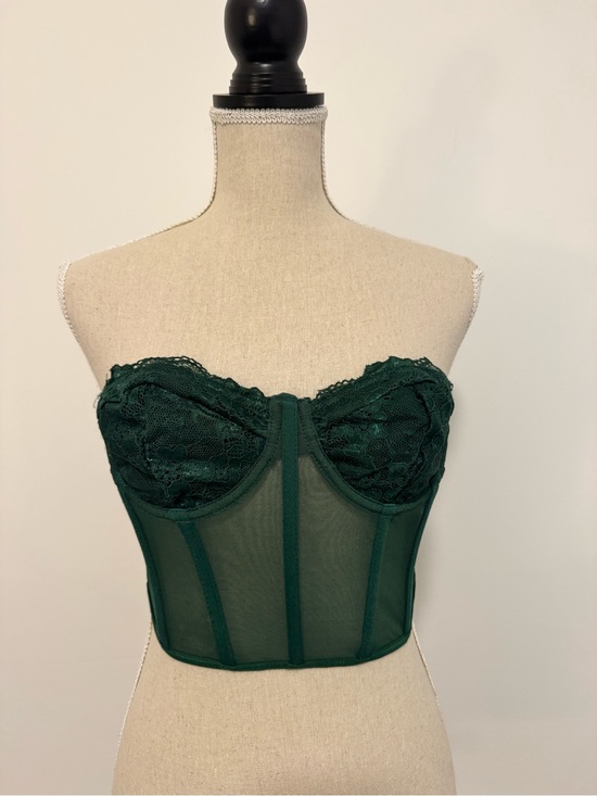 SHEIN Other - SHEIN Dark Green Lace Bustier Bandeau Top
